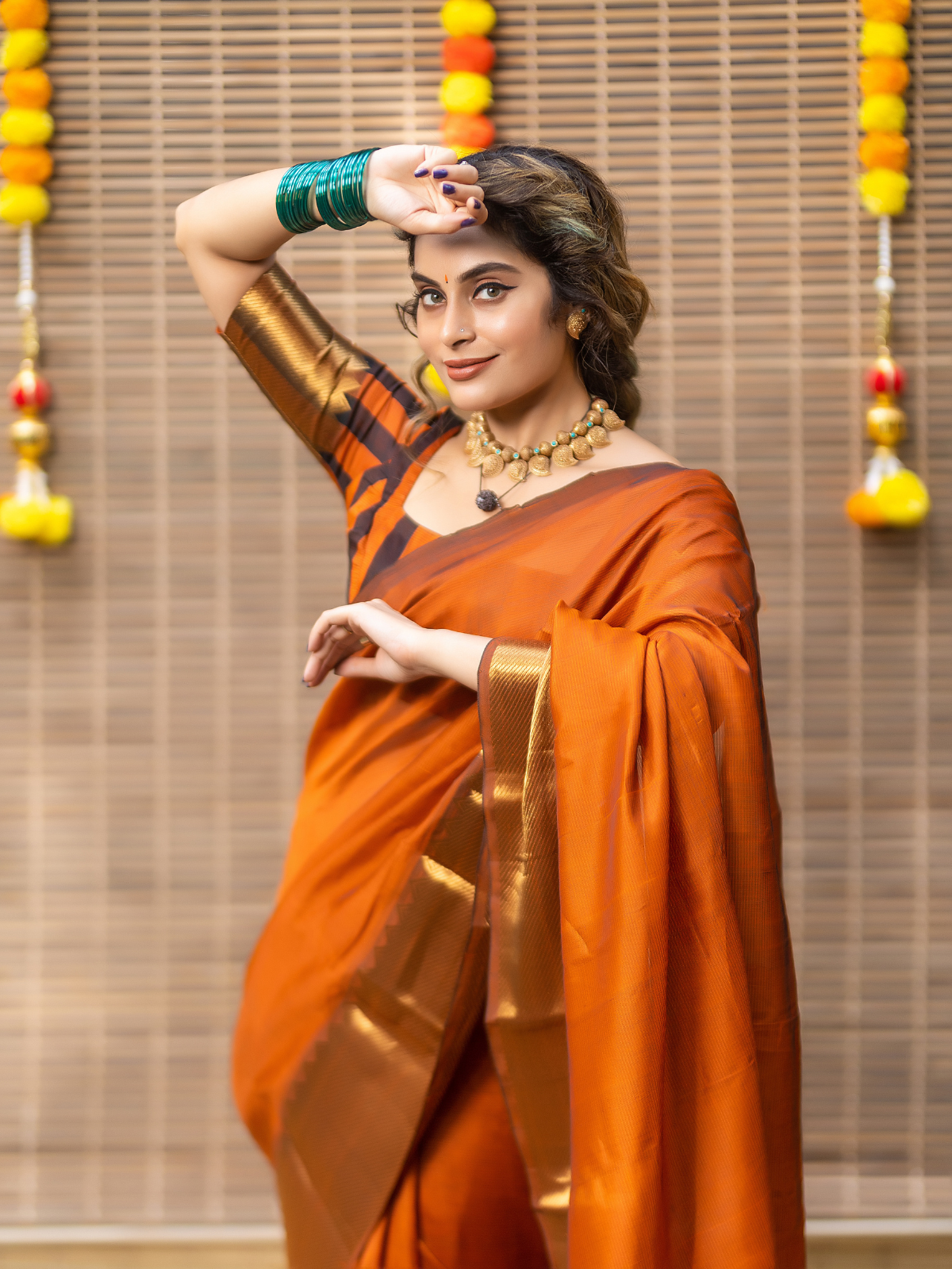 Orange embroidered sari and unstitched blouse | Silk organza, Fashion, Aza  fashion